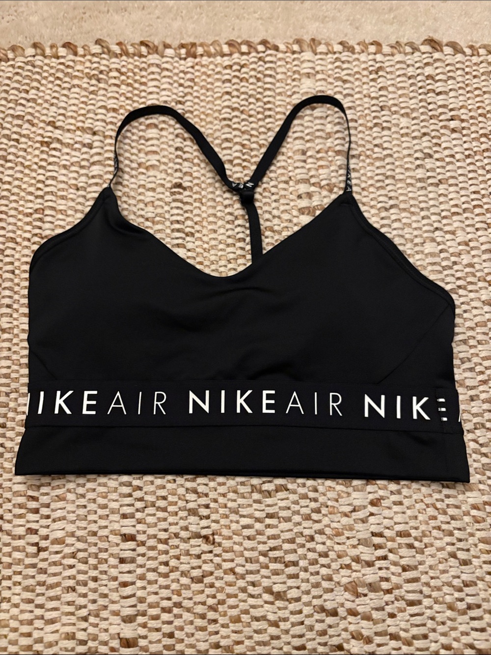 💛 Nike Air Women's Black Racerback Sports Bra with Branded Elastic Band